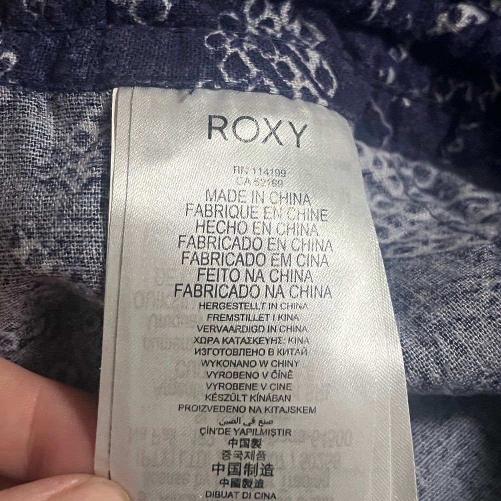 Roxy NWT Y2K astral aura batik print Oceanside linen blend pull on pants - Picture 13 of 16